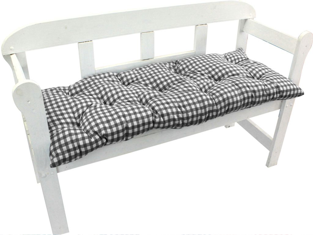 Bankauflage Ibiza 2er Set - Polsterauflage für Gartenbänke Gemütlich & Langlebig, Farbe:Karo-Grau, Größe:140 x 45 cm