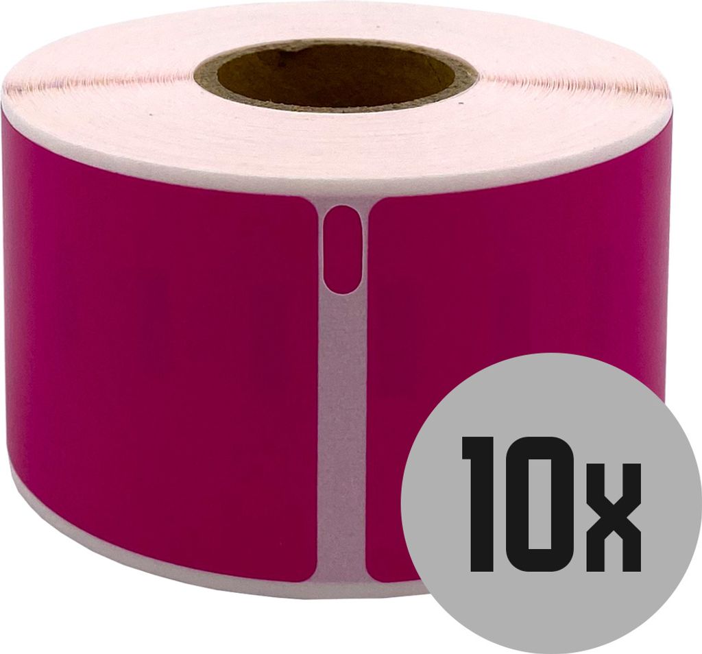 DULA Etiketten - Kompatibel mit Dymo Compatible labels - Roze - 99012 - S0722400 - Adresetiketten - 10 rollen - 36 x 89 mm - 260 labels per rol