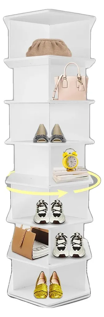 Tour à chaussures pivotante 360° en PVC 7 plateaux charge 50 kg