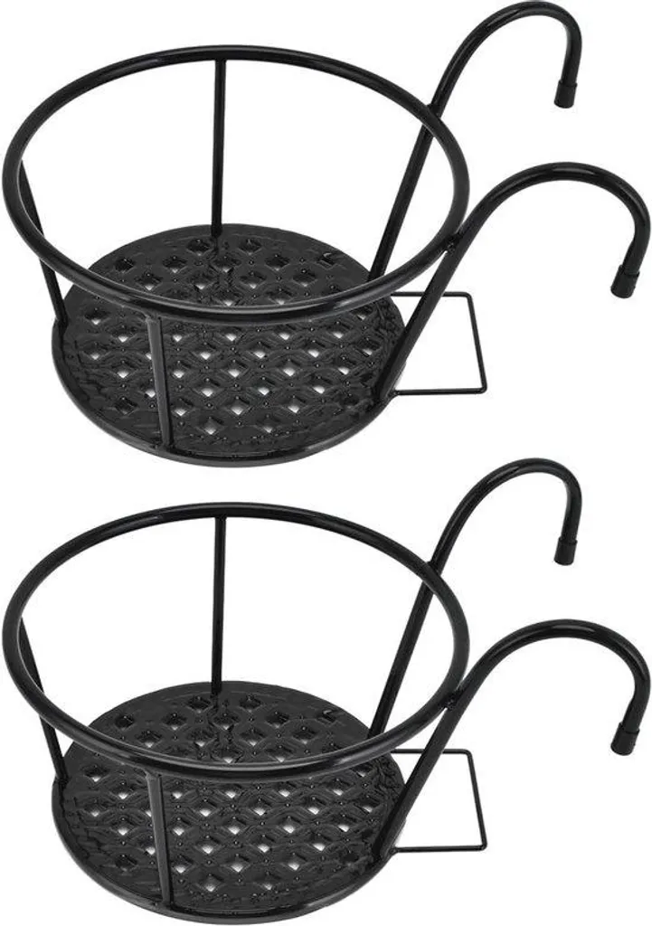Support plantes suspendre en acier robuste noir pour extérieur 2 pièces