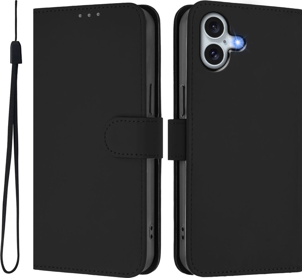Mobigear Urban Wallet iPhone 16 Plus Hülle Klapphülle Geldbörse - Schwarz