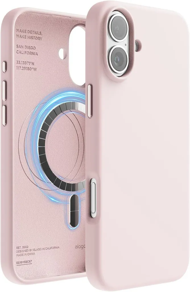 Custodia in silicone Elago MagSafe per iPhone 16 Plus rosa acceso
