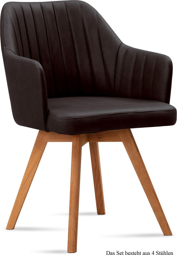 Armlehnstuhl (4er-Set) Domna 58x81x60 Eiche geölt/Espresso