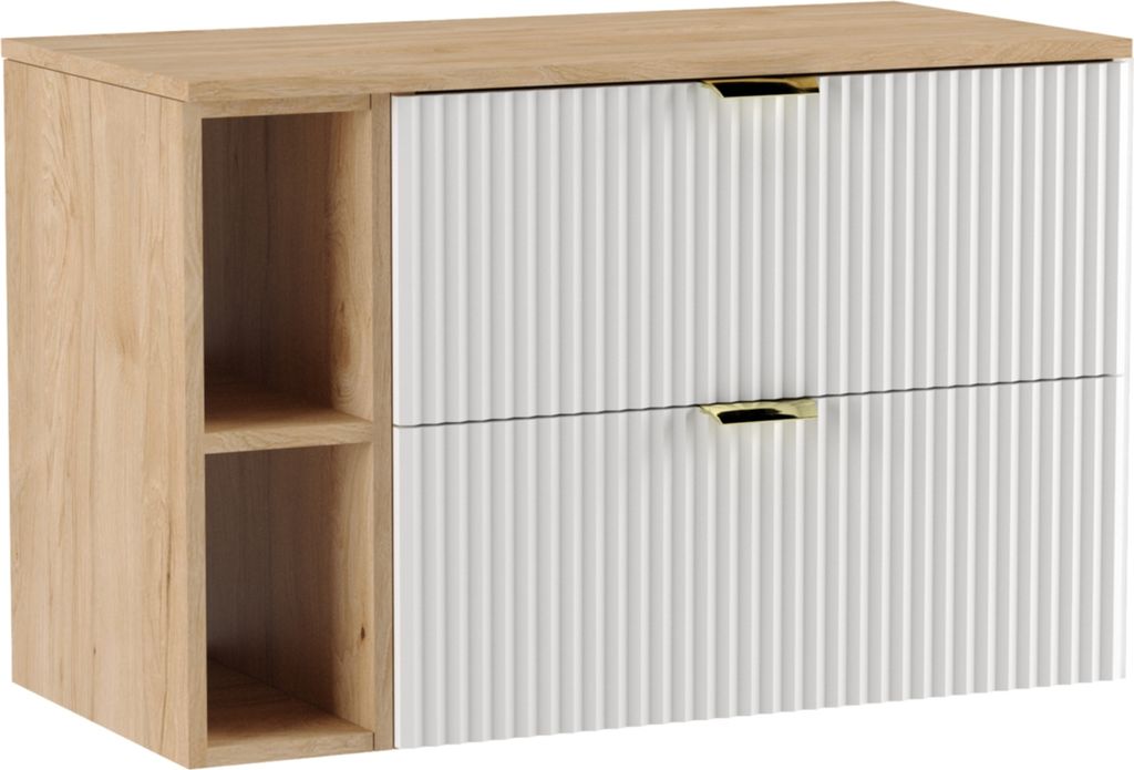 WENA Skříňka pod umyvadlo 100 cm, žebrovaná čela, kovové Obrázek produktu 1