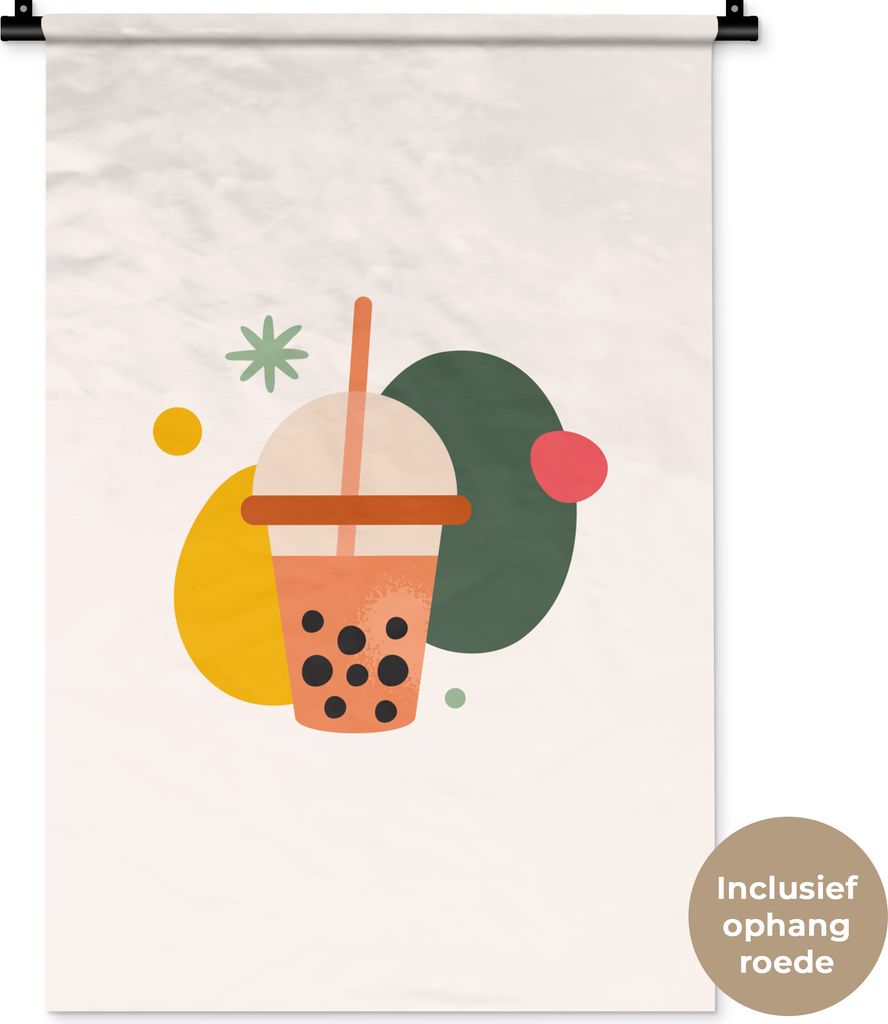 MuchoWow Wandteppich Wandbehang Sommer - Farben - Bubble Tea 60x90 cm Tapisserie Dekoration Wandtuch - Foto-Teppich - Abwaschbar