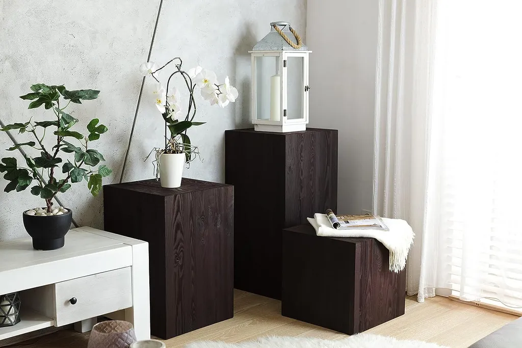Support fleurs bois stable et durable - Colonne décorative aspect naturel - 4