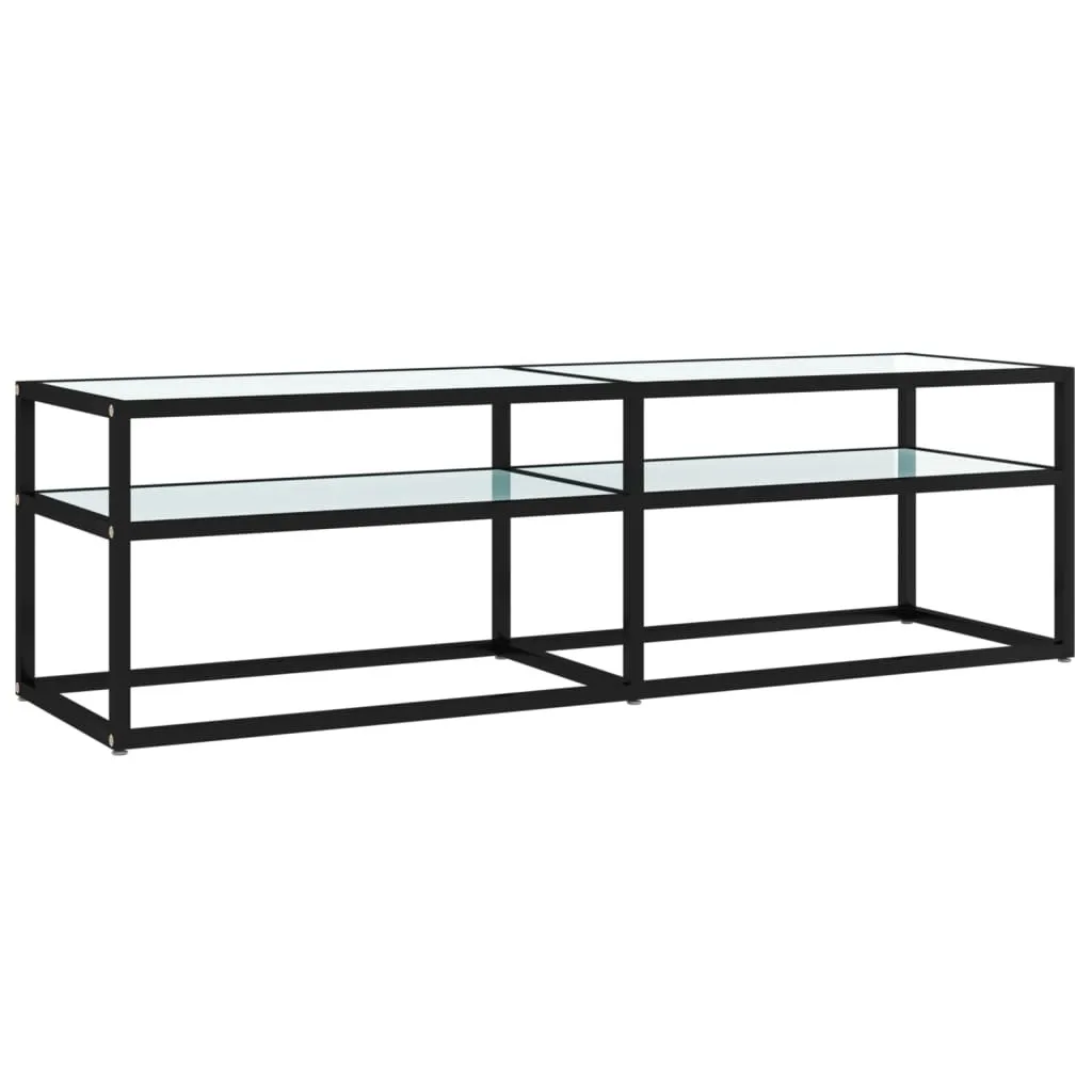Mobile Porta TV 140cm Effetto Marmo Bianco Vetro Temperato Luxury