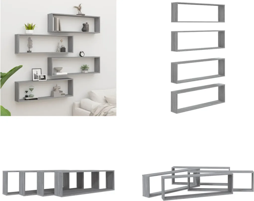 vidaXL Mensole Parete 4 pz Grigio Sonoma 100x15x30 cm | Design a Cubo