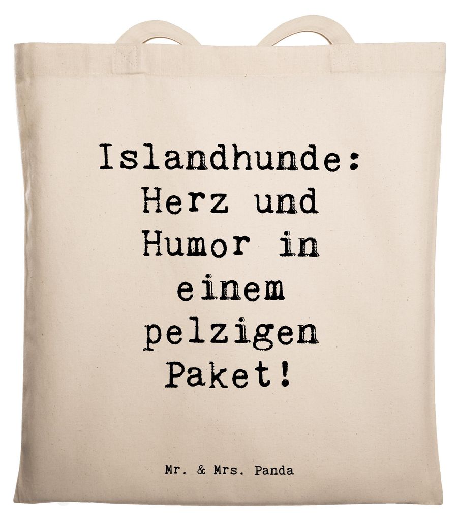 Mr. & Mrs. Panda Tote Bag Spruch Islandhund Freude - Transparent - Geschenk, Hunderassen Vielfalt, Lachen, Jutebeutel, Intelligenz, canvas tasche, ...
