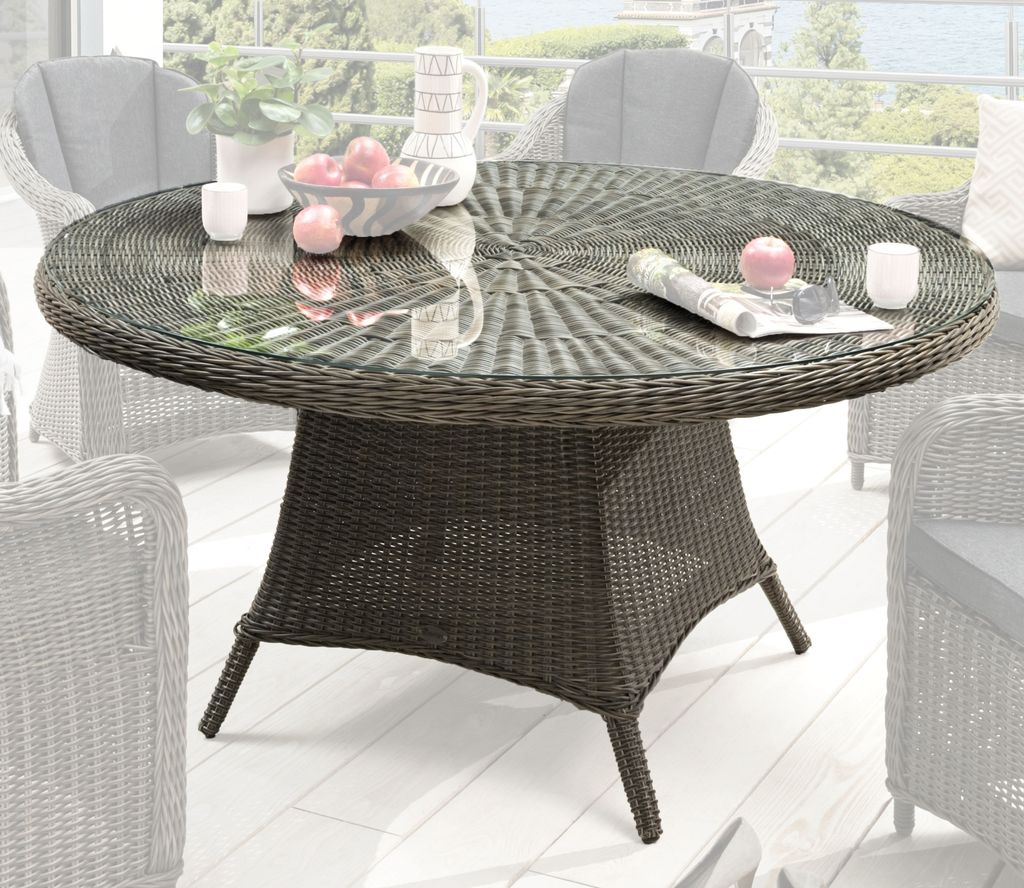 Destiny Gartentisch LUNA rund Ø150x75cm, Polyrattan, vintage grau