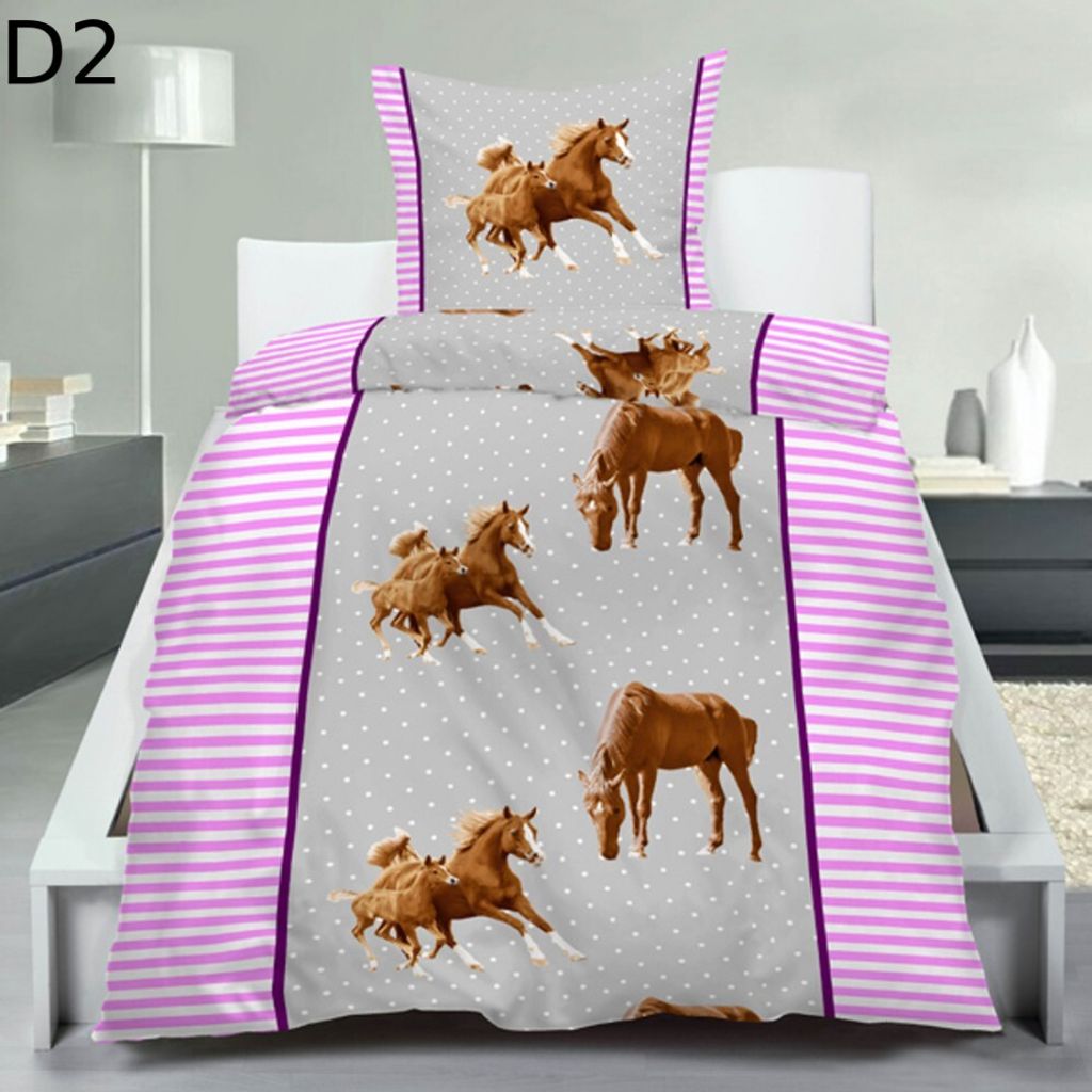 Bettwäsche 135x200 2 teilig | & für Allergiker geeignet | Bettwäsche Set mit 1 Bettbezug 135 x 200 & Kissenbezug 80x80, Design - Motiv:Design 2