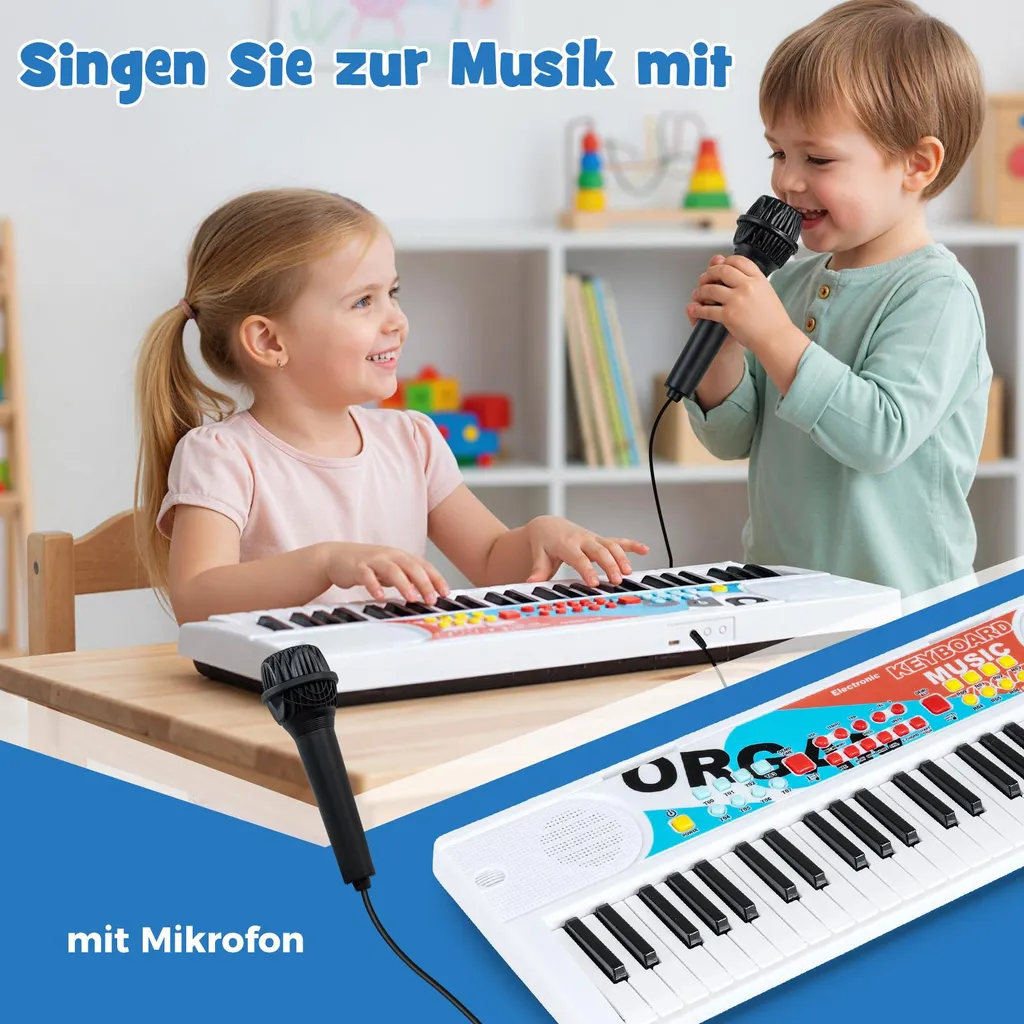 Clavier Électronique Portable pour Enfant 49 Touches et Microphone