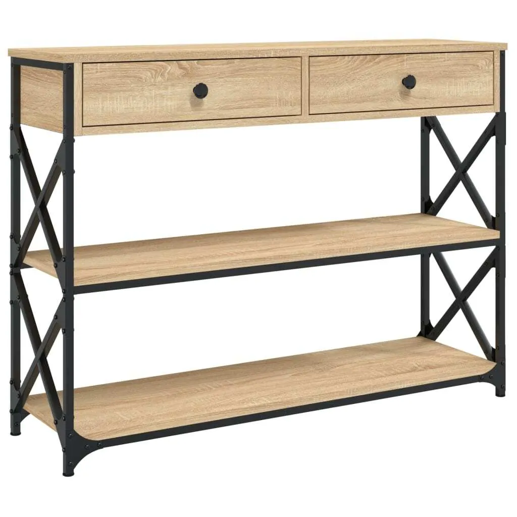 Table console pour petit espace chêne Sonoma meuble déco 100x28x75 cm