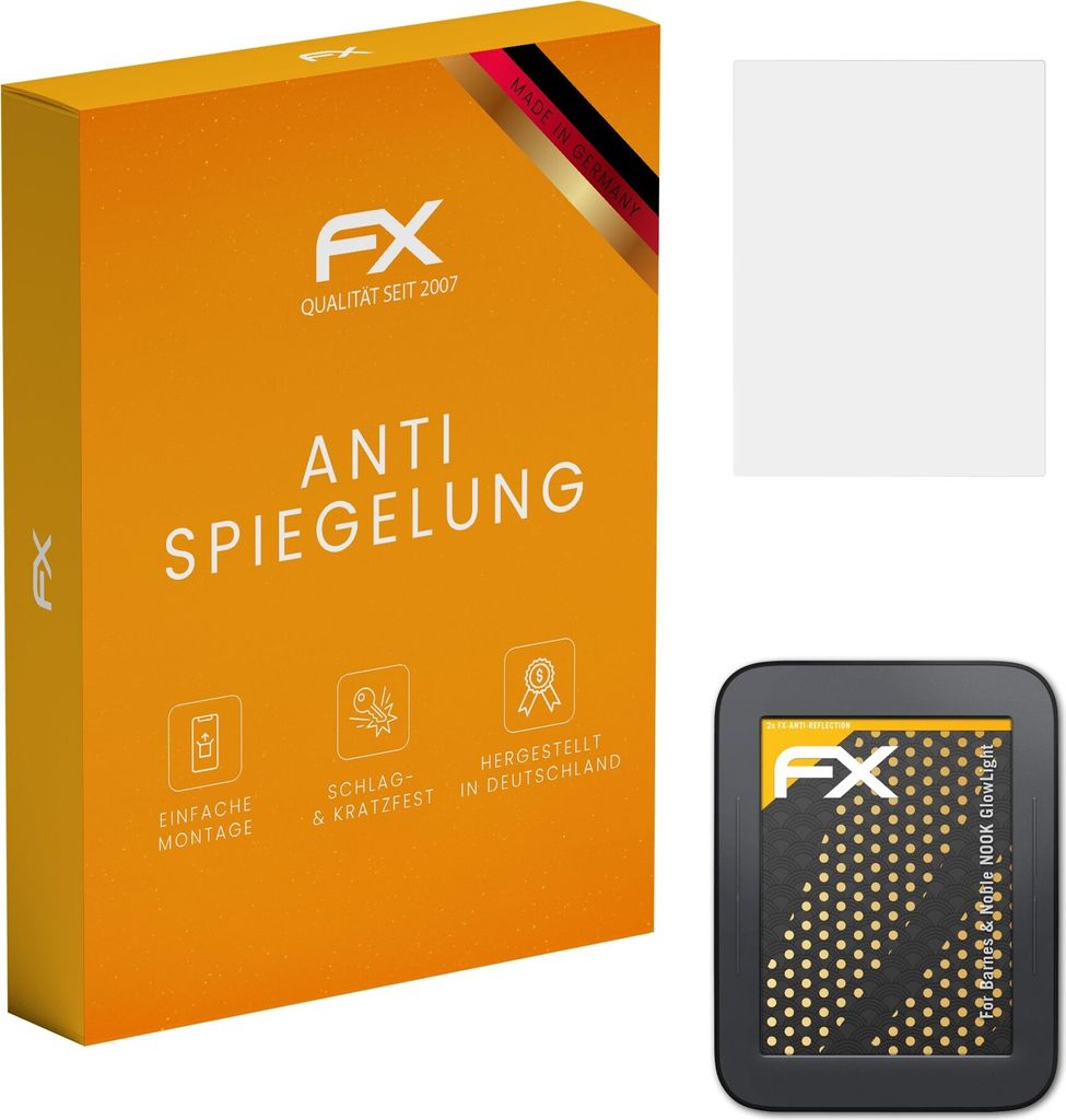 atFoliX FX-Antireflex 2x Schutzfolie kompatibel mit Barnes & Noble NOOK GlowLight Displayfolie