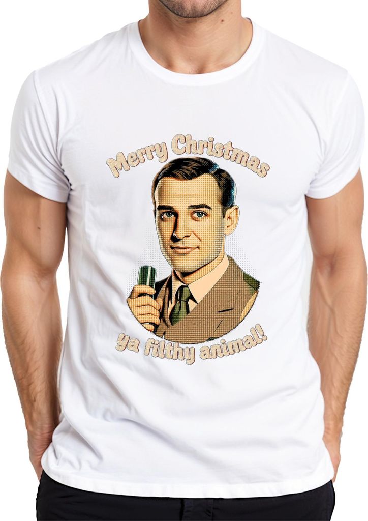 Merry Christmas ya filthy animal lustig Weihnachten Weihnachtsfilm Herren T-Shirt, Weiß, XXL