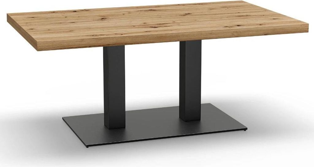 Gastro Loungetisch 120x70 cm | Eiche Artisan | Gusseisengestell | 45 cm Höhe