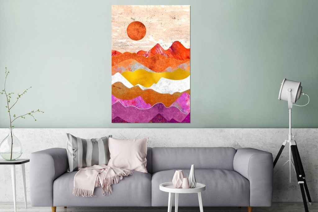 MuchoWow Wanddekoration Metall Metallbild Wandkunst 80x120 cm Stolz - Lesbische Flagge - Marmor MuchoWow Aluminium Gemälde - Bilder
