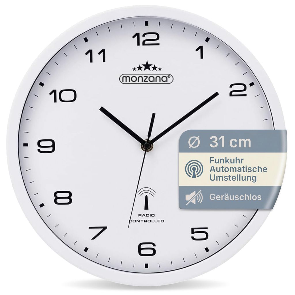 MONZANA® Wanduhr Groß Ø31cm Geräuscharm Automatische Produktbild 