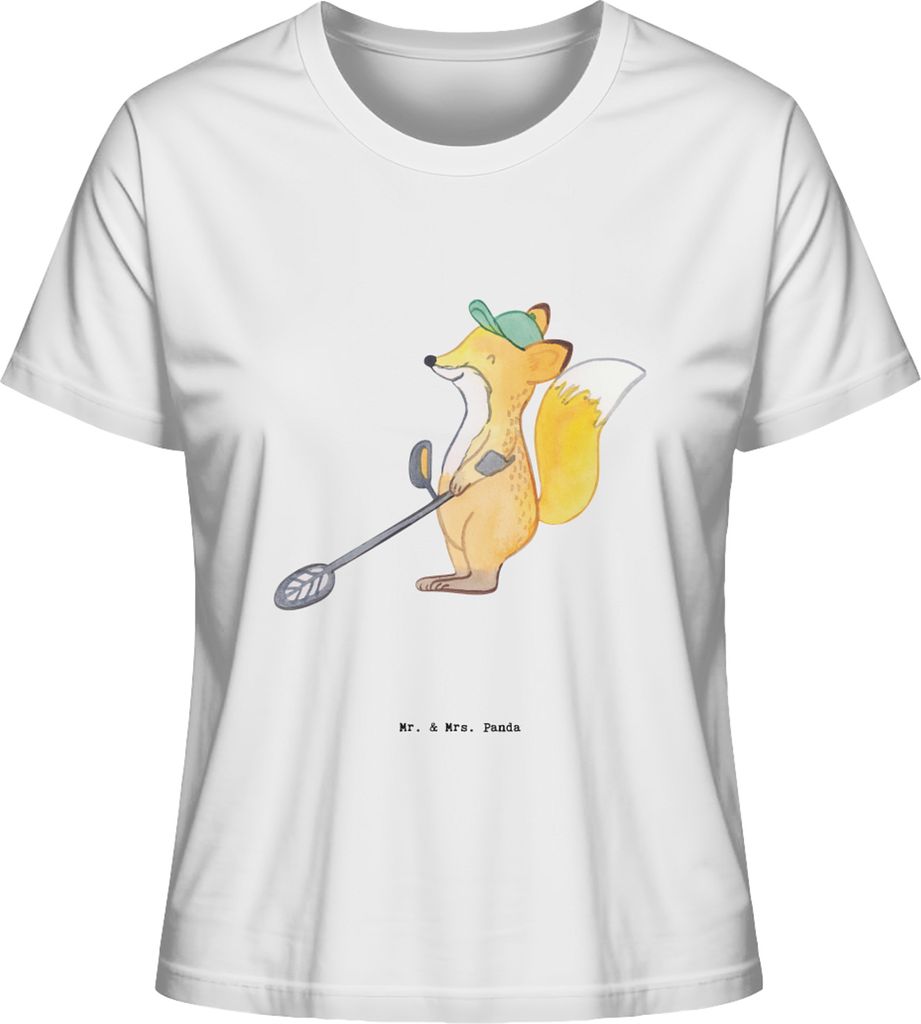 Mr. & Mrs. Panda Frauen T-Shirt Fuchs Metalldetektor Größe M - Weiß - Geschenk, Schatzsuche, Oberteil Damen, Kurzarmshirt, Shirt Mit Spruch, Son...