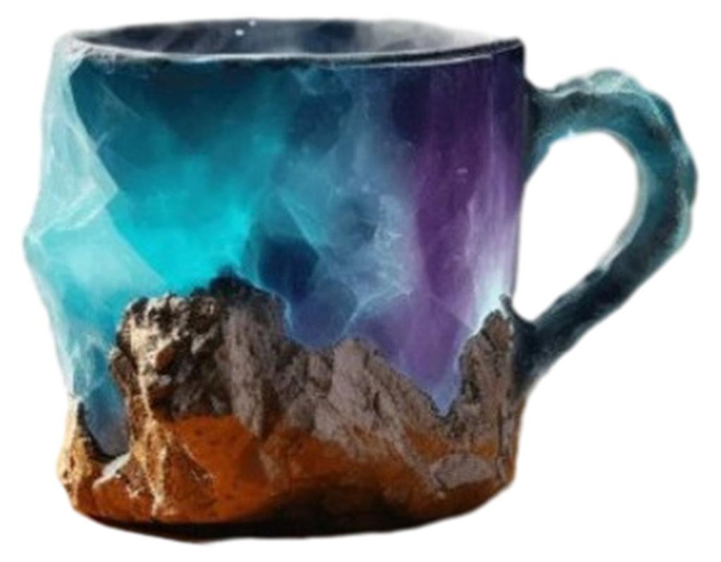 Kaffeebecher aus künstlichem Mineralkristall mit ergonomischem Griff, 325 ml, handgefertigt, 3D-Mineralstein-Design, geeignet für Tee, Milch und ...