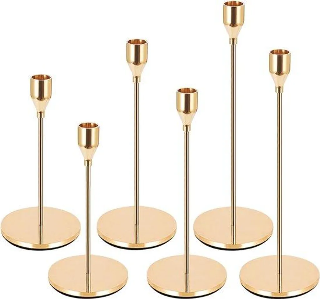 Bougeoir doré lot de 3 pièces 33/28/22 cm chandelier métal élégant chic