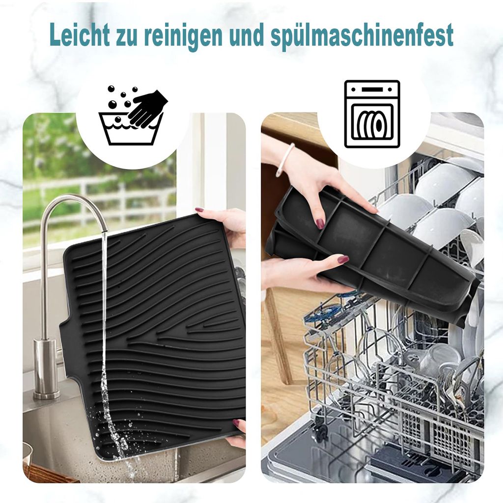 Silikon Abtropfmatte 25x40 Cm Grau – Rutschfeste Küchenmatte Mit Hitzebeständigkeit, Faltbar & Leicht Zu Reinigen