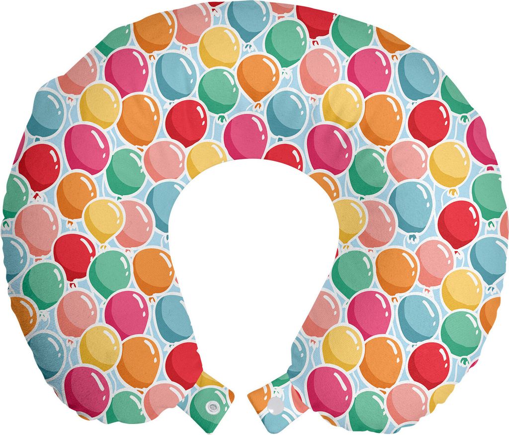 ABAKUHAUS Party Reisekissen Nackenkissen, Bunte Lustige Ballone Kunst, Schaumstoff Reiseartikel für Flugzeug und Auto, 30x30 cm, Mehrfarbig