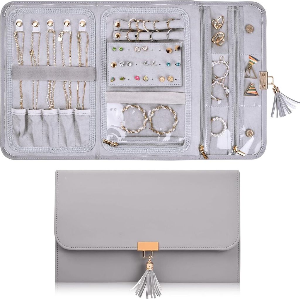 Schmuckrolle Organizer, Schmucktasche für Reisen Leder, Produktbild 