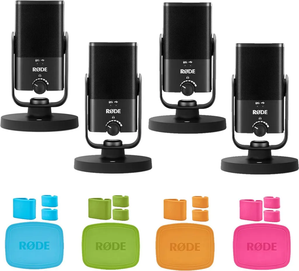 Pack de 4 micros de table Rode NT-USB Mini pour enregistrement multi