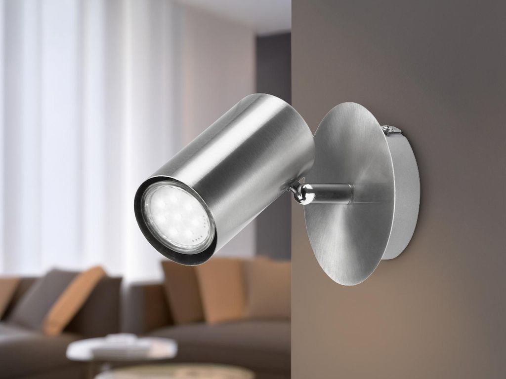 Moderner LED Innen Wandstrahler Silber, Spot schwenkbar für Flur & Wohnzimmer