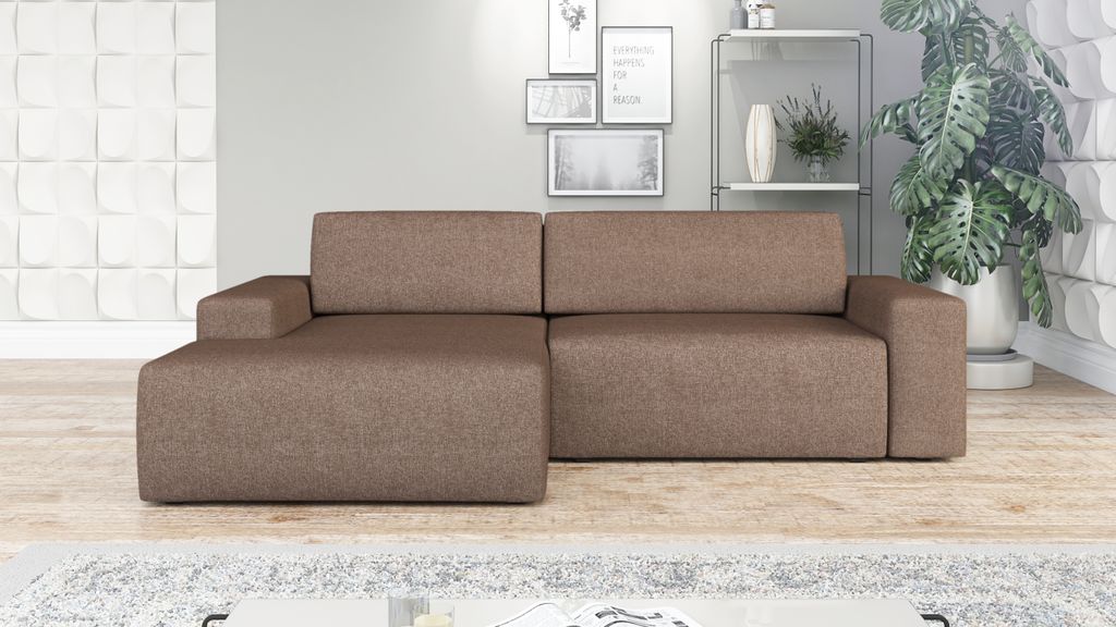 Ecksofa TOTI mit Schlaffunktion. Farbe: Braun 25.