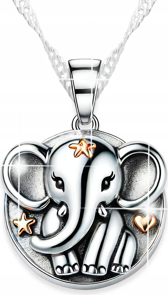 Amuleto Elefante Argento 925: Collana Simbolo Stella e Cuore