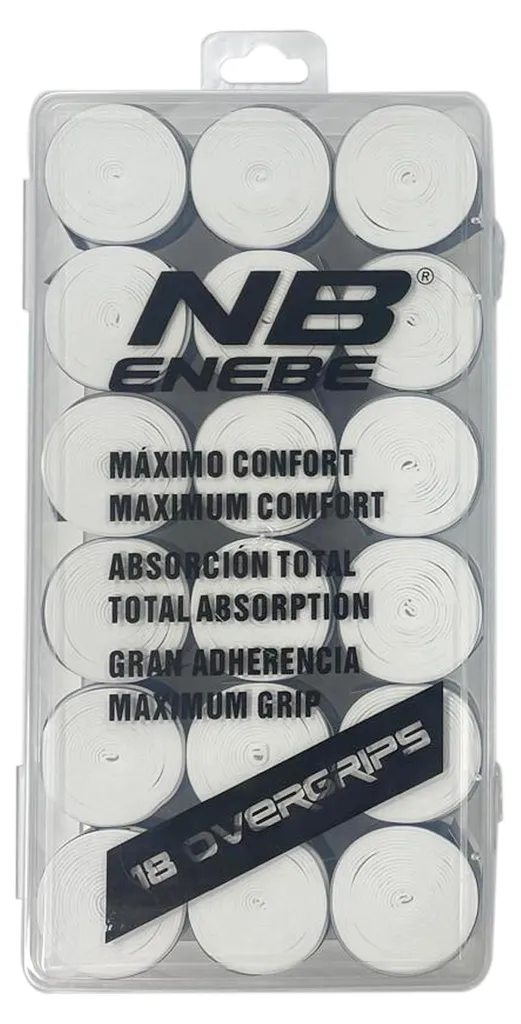 Surgrips de Tennis et Padel Smooth Enebe Blancs - Lot de 18 Accessoires