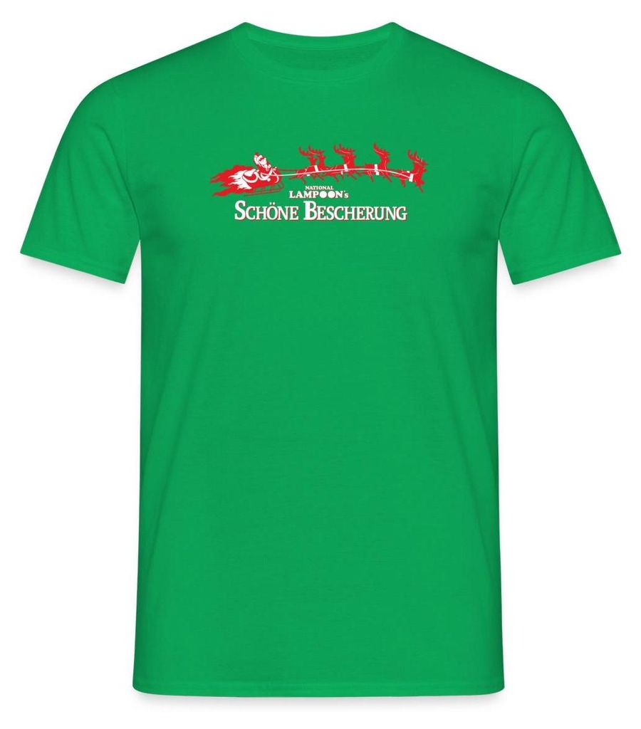 Spreadshirt Schöne Bescherung Logo Mit Weihnachtsmann Männer T-Shirt, XL, Kelly Green