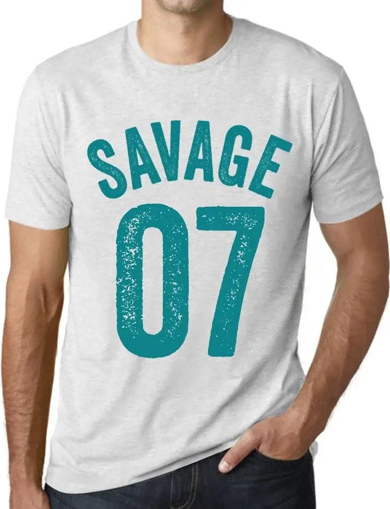 Herren Grafik T-Shirt Savage 07 Geschenk 7. Geburtstag Jahrestag 7 Jahre Jubiläum 7 Jährige Mann Jahrgang 2017 Kurzarm Lustige Druck