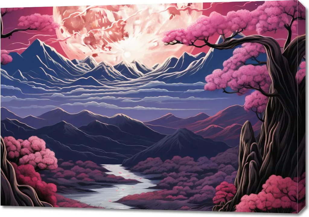 Decorazione Parete 100x70 Rosa | Quadro Moderno Il Paese dei Sogni
