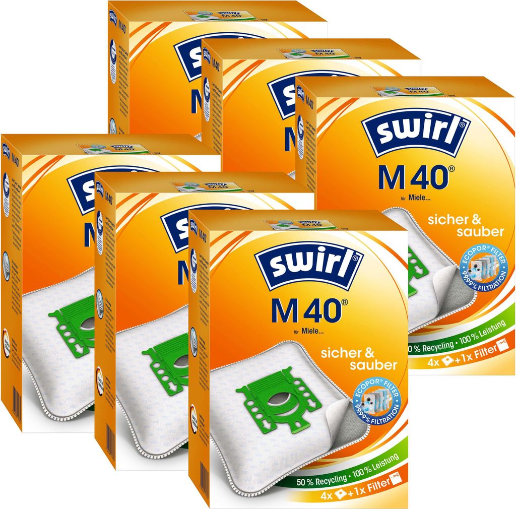 A group of Swirl M 40 vacuum cleaner bags in their original packaging.
