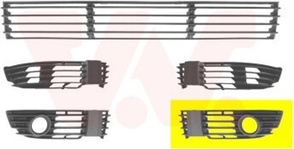 VAN WEZEL Lüftungsgitter Grill Stoßfänger für VW PASSAT Variant (3B6) mit Loch/Löchern für Nebellampen