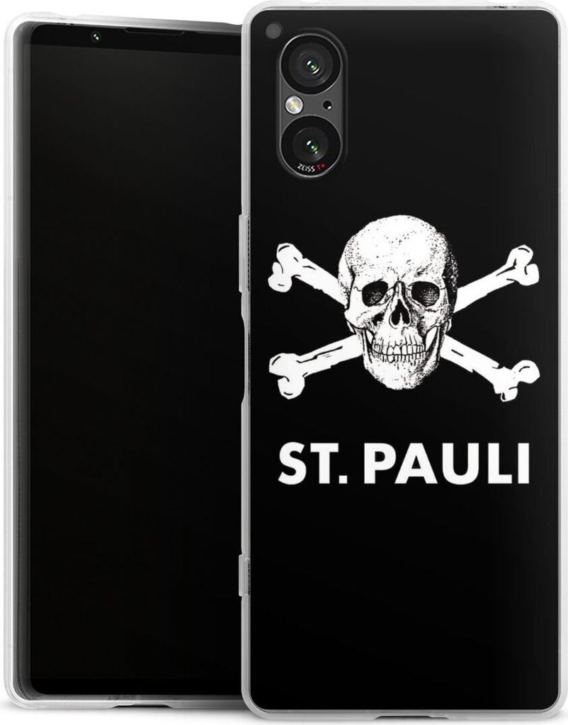 DeinDesign Handyhülle für Sony Xperia 5 V Silikon Hülle Case Smartphone Schutzhülle FC St. Pauli Offizielles Lizenzprodukt Totenkopf