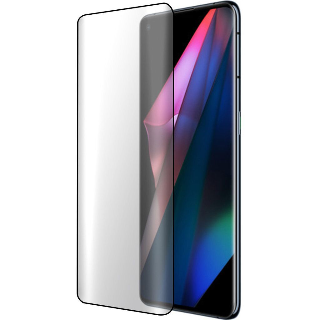Mobiparts Curved OPPO Find X3 Pro Panzerglas Gehärtetes Glas Displayschutz - Hüllenfreundlich - Schwarz