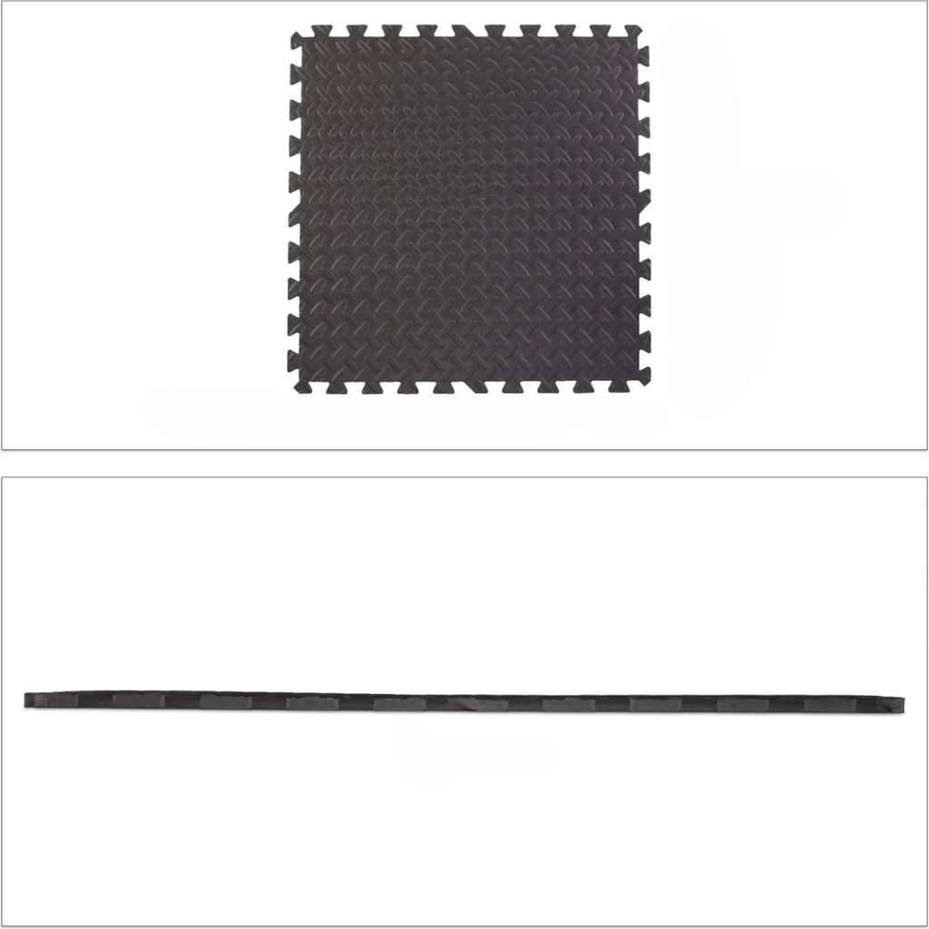 Puzzlematten, Rutschfeste Bodenmatten in Schwarz oder Holzoptik-Braun für Fitness, Home Gym und Spielbereich, 30x30 cm, Geräuschdämpfend, wasser...