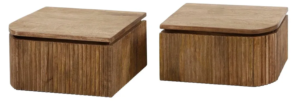 Table de chevet FURNLUX Welle brun sable 40 cm lot de 2 design bois