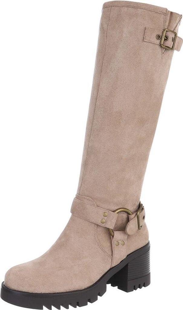 Ital-Design Damen Stiefel Wildlederoptik Western- & Bikerstiefel 90109771 Hellbraun Gr. 36