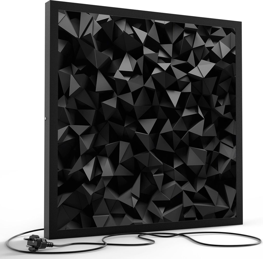 DEQORI LED-Bild & Lampe 60x60 cm Schwarz 'Bizarre Oberfläche' Leuchtbild LED Leuchte