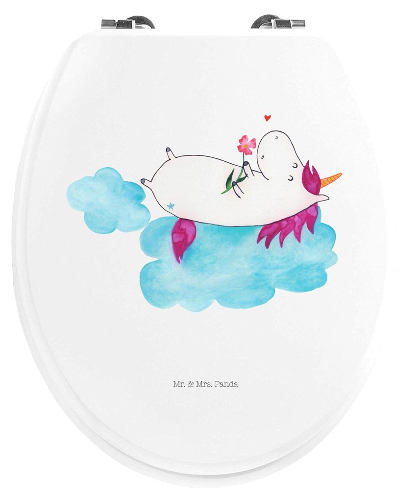 Mr. & Mrs. Panda WC Sitz Einhorn Verliebt - Weiß - Geschenk, Einhörner, Toilettendeckel, Unicorn, WC-Sitz, Deckel, Brille, klo, Liebe, Wolke