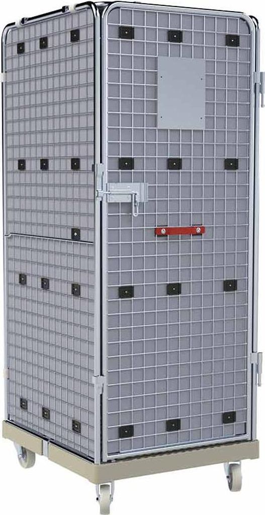 Rollbehälter Sichtschutz, 5-seitig, mit Zwischenboden, Diebstahlschutz, Rollplatte aus Kunststoff, 724 x 815 x 1.810 mm, 500 kg, Nutzhöhe 1.585 m...