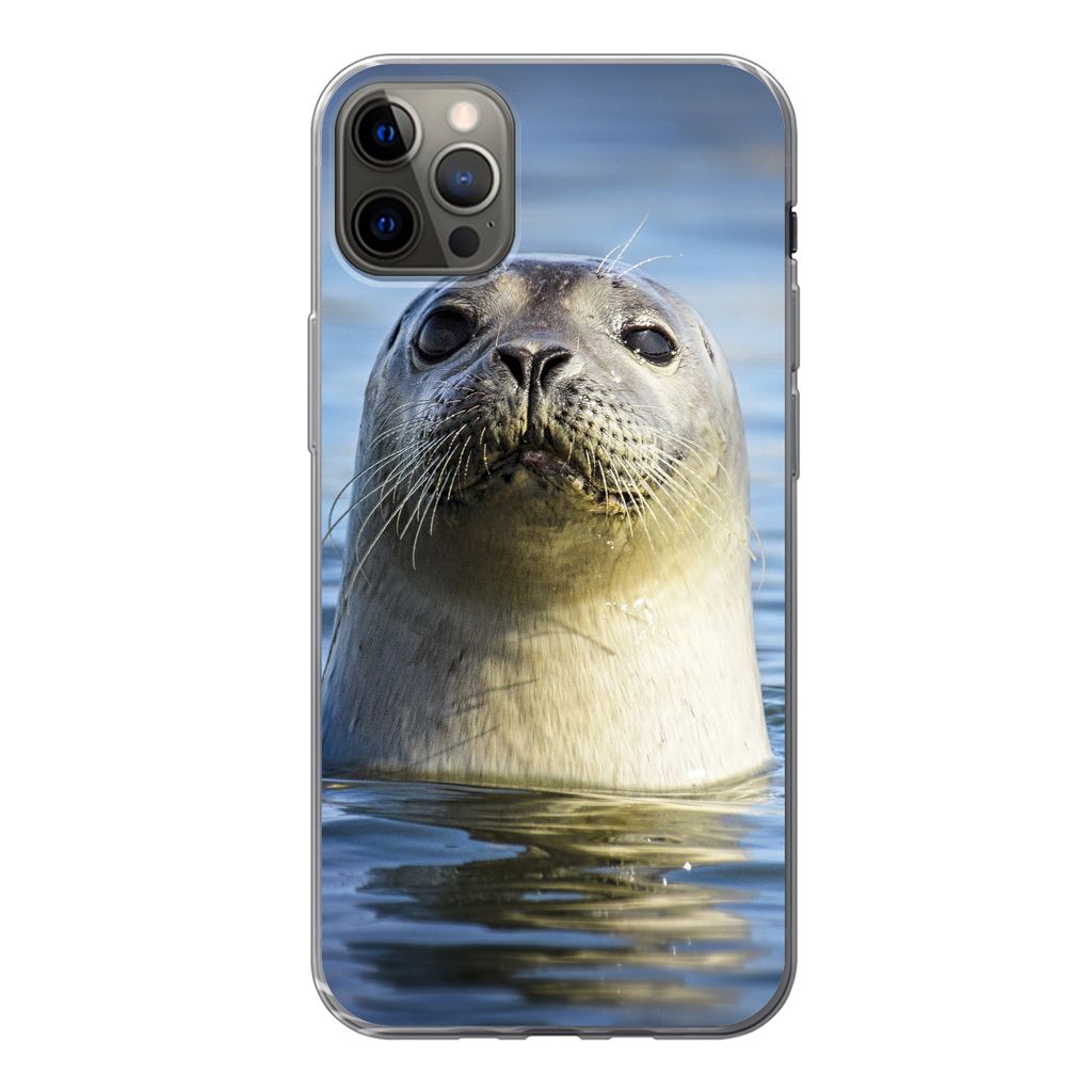 MuchoWow Handyhülle Schutzhülle Hülle für iPhone 13 Pro Max Siegel - Porträt - Wasser Silikon Softcase Handy Hülle - Mobiltelefon