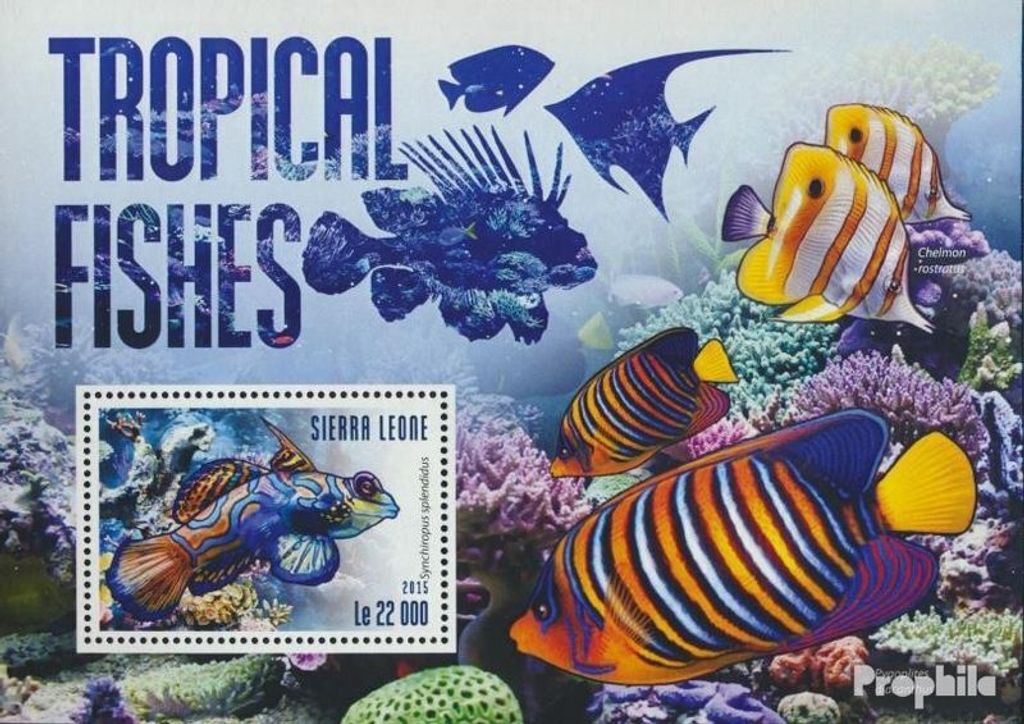 Briefmarken Sierra Leone 2015 Mi Block 800 (kompl. Ausg.) postfrisch Tropische Fische