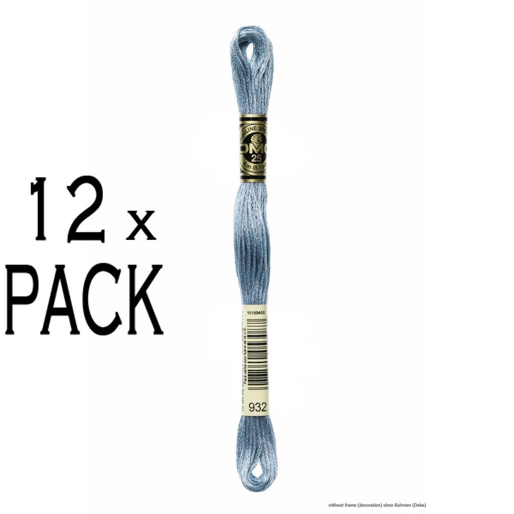 12x DMC Stickgarn Mouline Special 117MC -932, 6-fädig, 8m, VPE