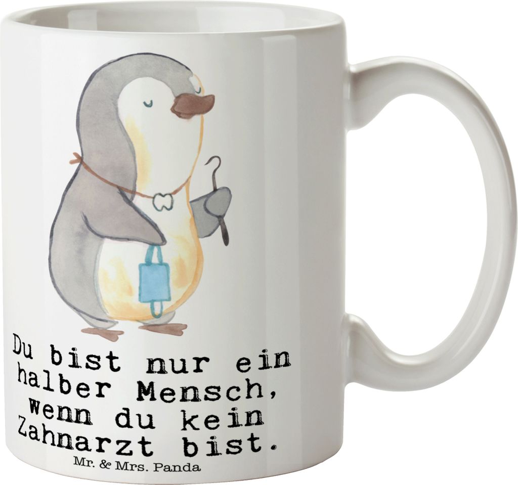 Mr. & Mrs. Panda Becher Zahnarzt Herz - Weiß - Geschenk, Produktbild 